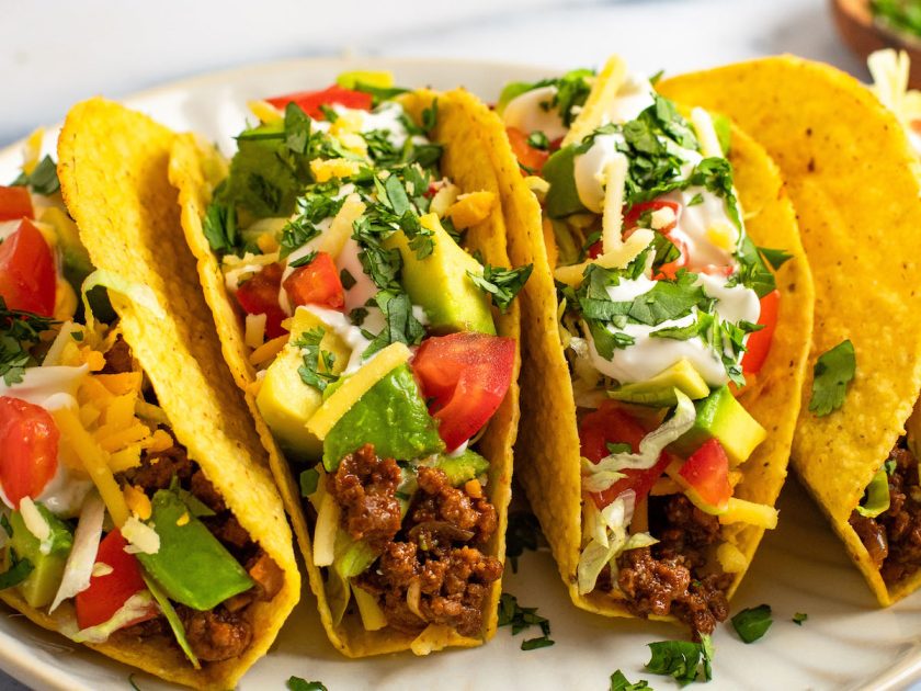 Tacos: Soft or crispy tortillas filled with meats, salsa, and toppings.